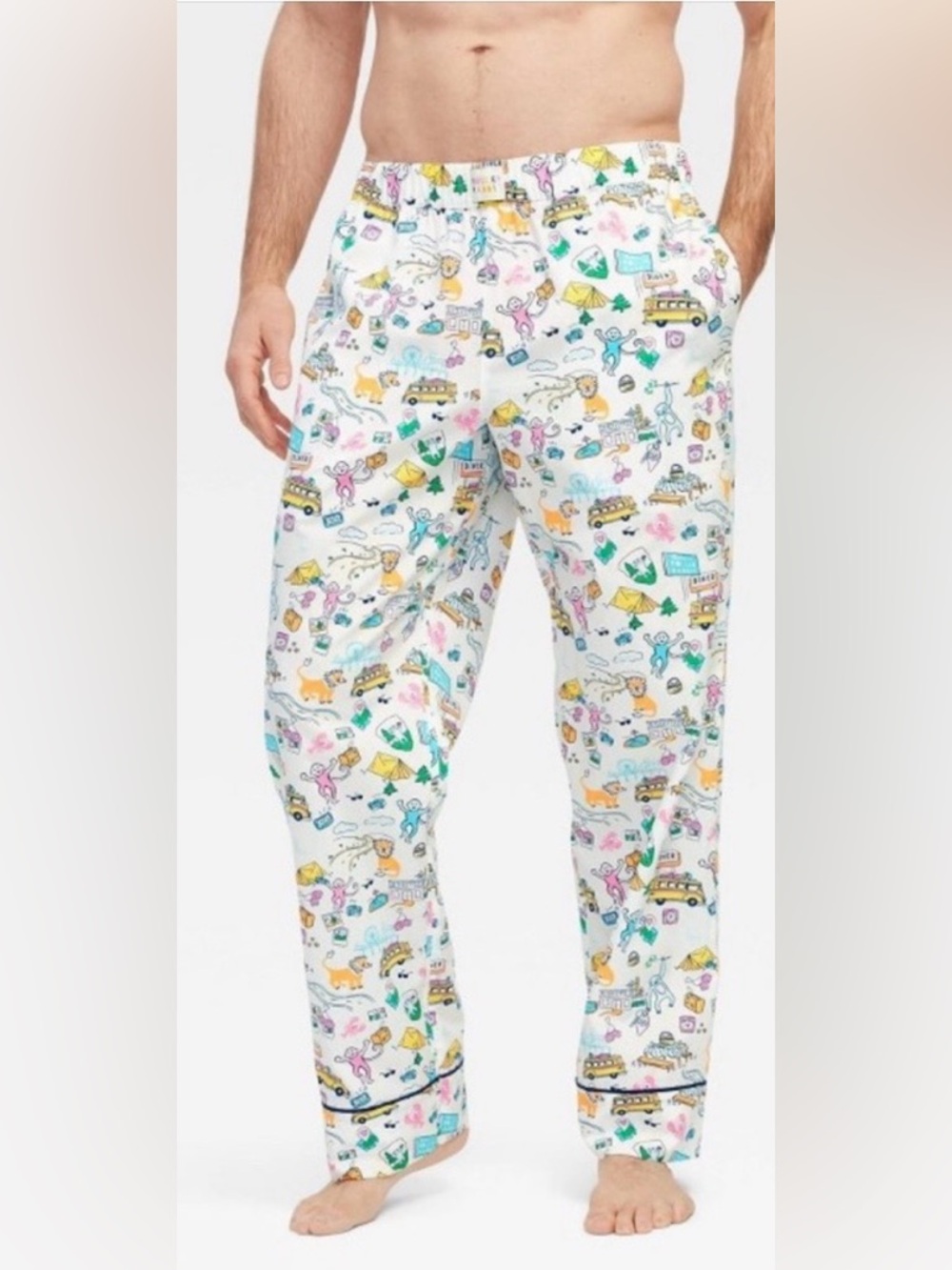 Roller Rabbit x Target Men's White Multi-Color Printed Pajama Pants - Picture 2 of 5